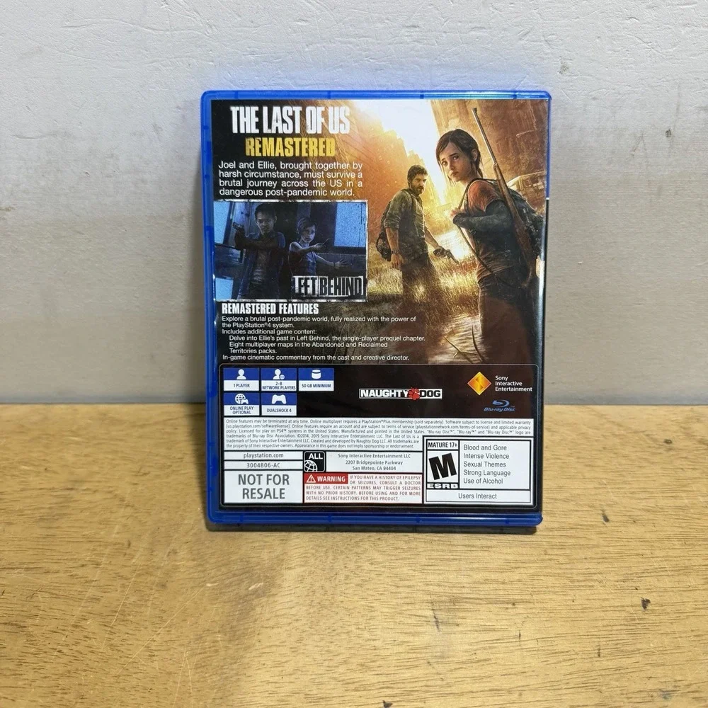 The Last of Us Remastered Sony Playstation 4 PS4 2014 Action Adventure M Rated